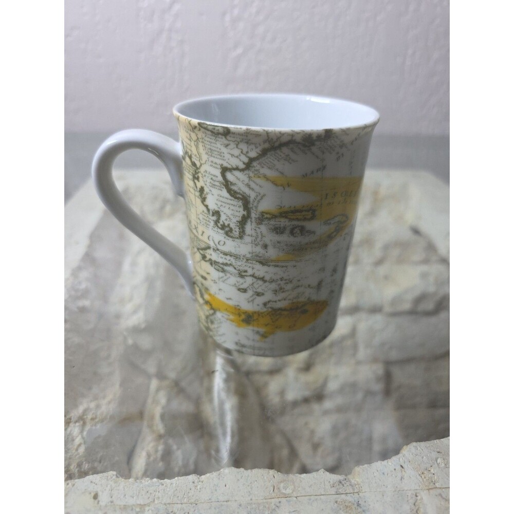 RARE M Studio 4" Mug / Beaker Stamp Theme Gulf Of Mexico Florida Fishing Art